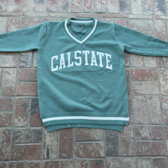 Fashion Nova Calstate Green Sweater V-Neck Cozy Size 1X - Picture 1 of 6